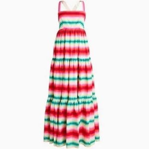 J Crew NWT Tiered Maxi Dress in Stripe, Size 10, AK672